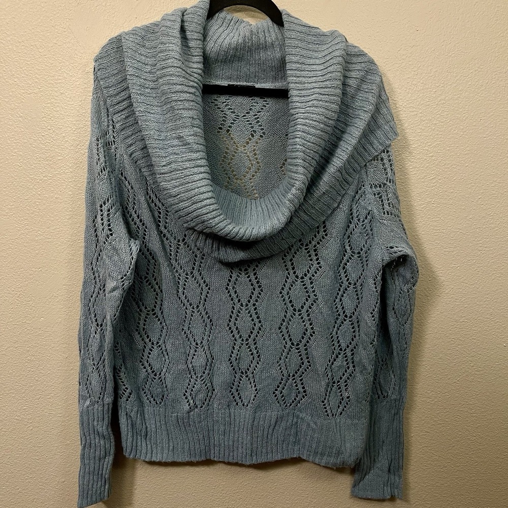 Apt‎ 9 Open Knit Cowl Sweater Moody Blue Costal Summer Night Cozy Light Sz XL